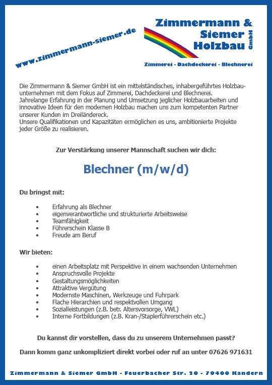 Blechner Anzeige